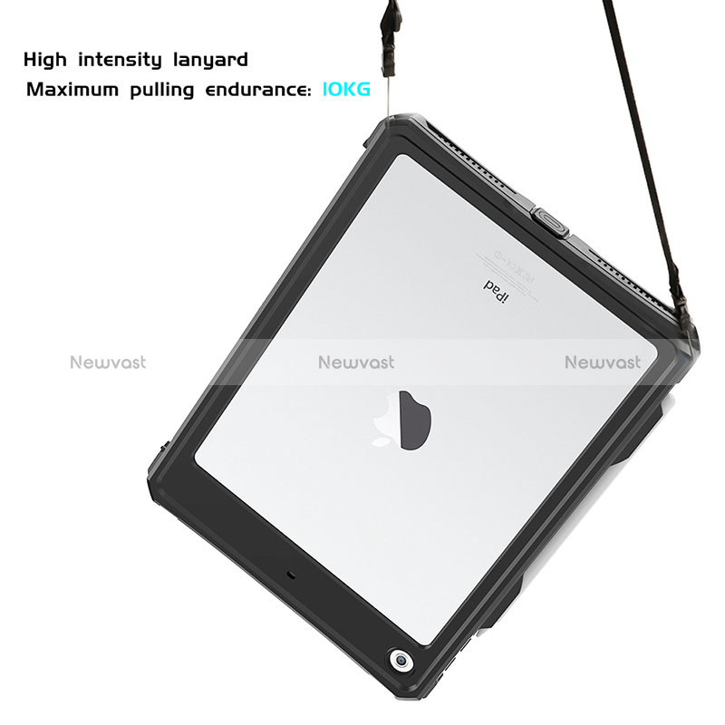 Silicone and Plastic Waterproof Cover Case 360 Degrees Underwater Shell W01 for Apple iPad 10.2 (2019) Black