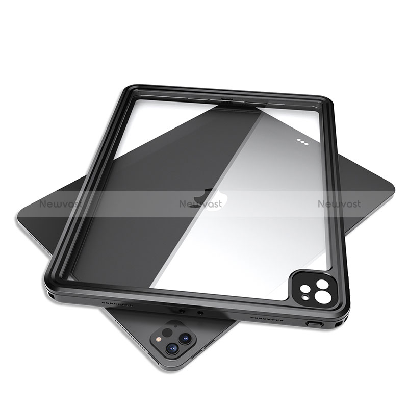 Silicone and Plastic Waterproof Cover Case 360 Degrees Underwater Shell W01 for Apple iPad Pro 12.9 (2021) Black