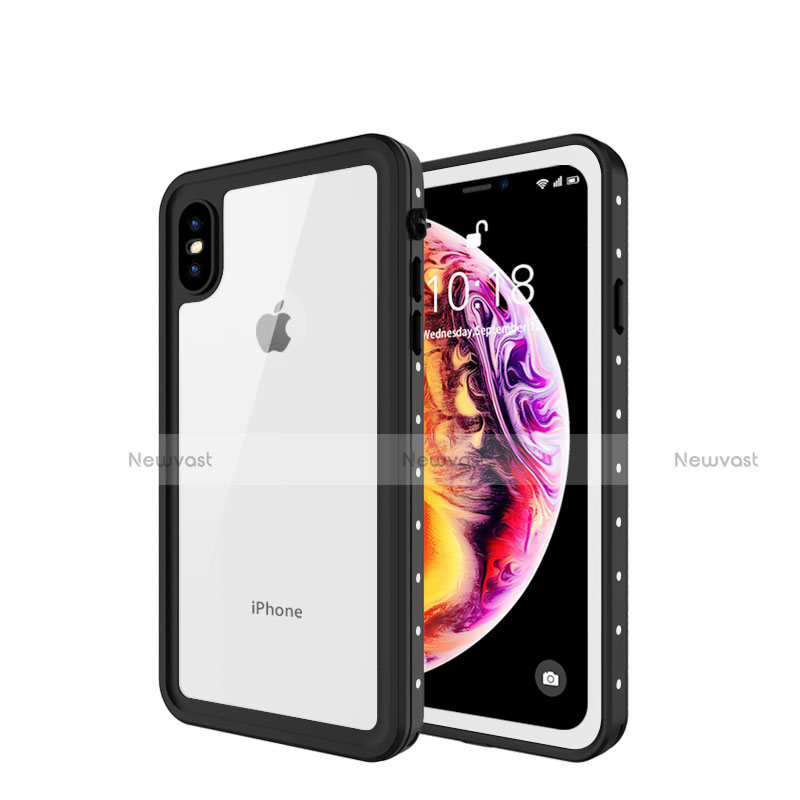 Silicone and Plastic Waterproof Cover Case 360 Degrees Underwater Shell W01 for Apple iPhone Xs Max White