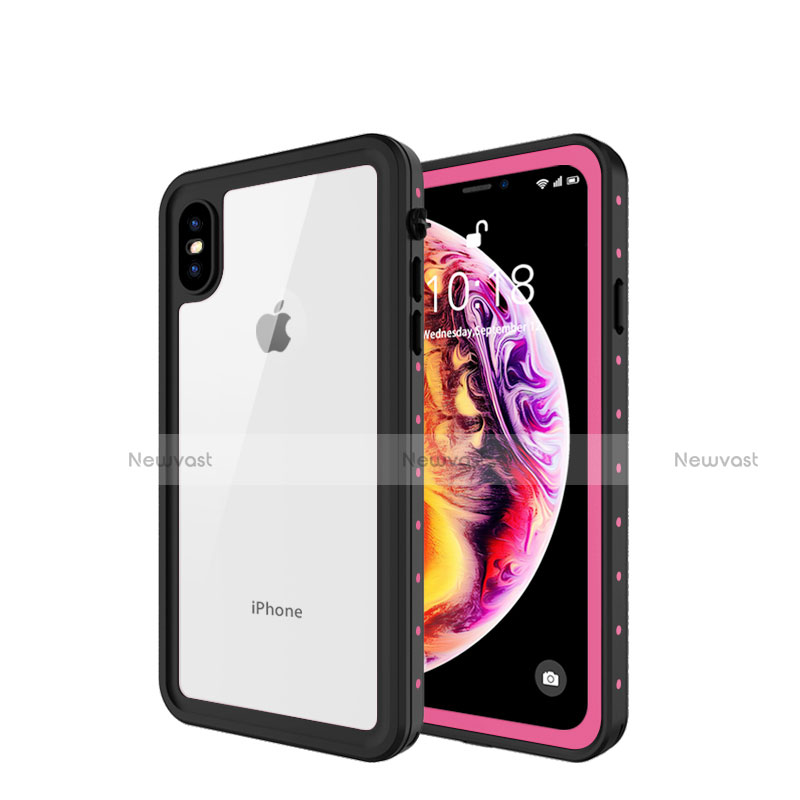 Silicone and Plastic Waterproof Cover Case 360 Degrees Underwater Shell W01 for Apple iPhone Xs Rose Gold