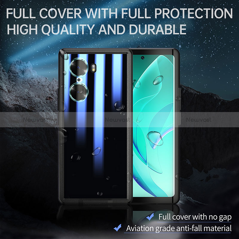 Silicone and Plastic Waterproof Cover Case 360 Degrees Underwater Shell W01 for Huawei Honor 60 5G Black