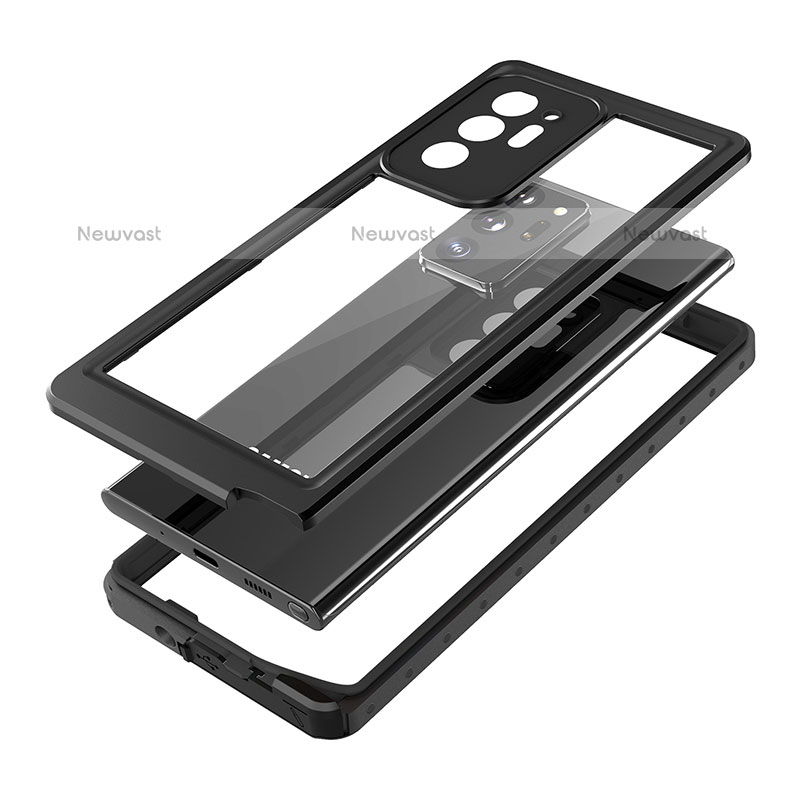 Silicone and Plastic Waterproof Cover Case 360 Degrees Underwater Shell W01 for Samsung Galaxy Note 20 Ultra 5G Black