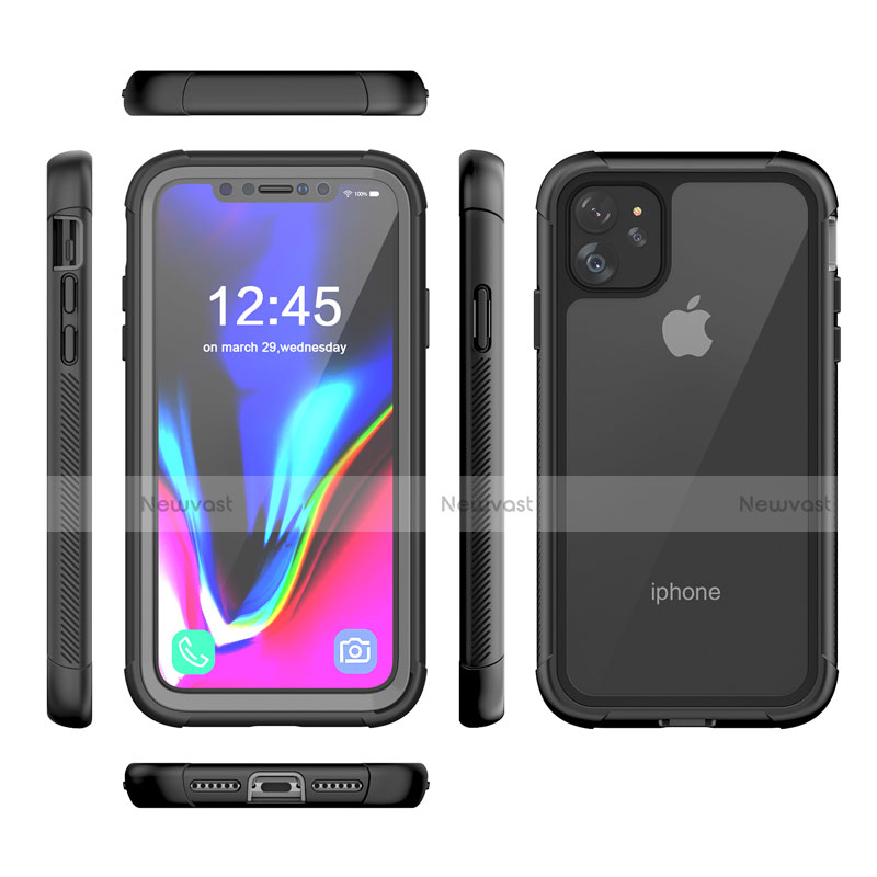 Silicone and Plastic Waterproof Cover Case 360 Degrees Underwater Shell W02 for Apple iPhone 11 Black