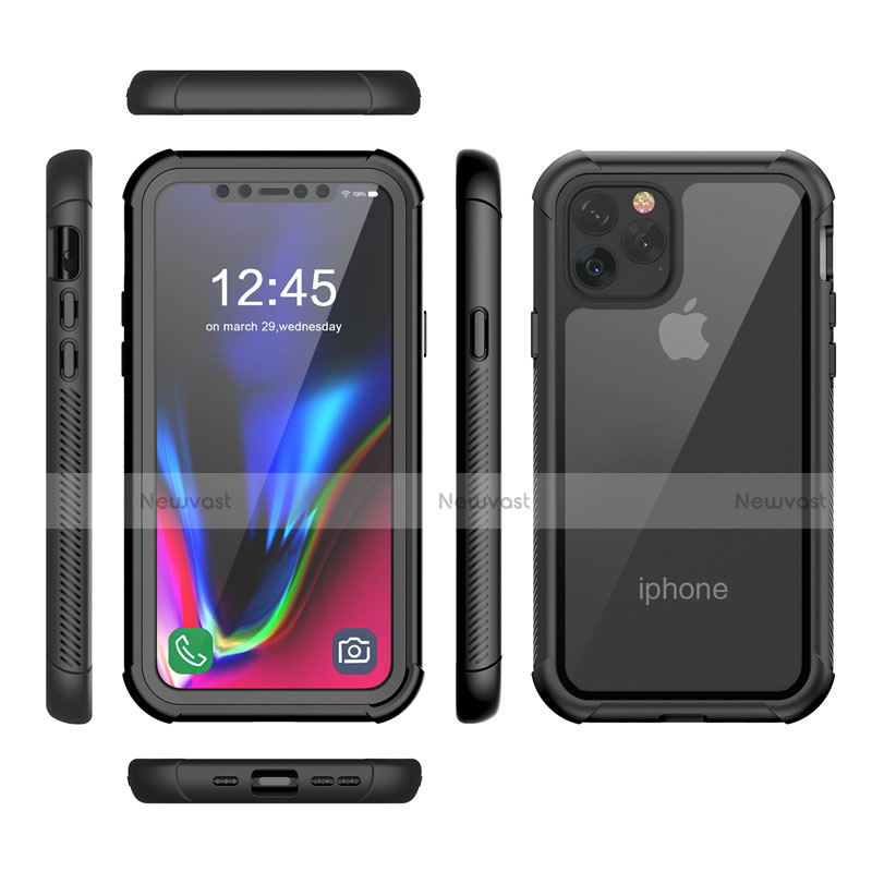 Silicone and Plastic Waterproof Cover Case 360 Degrees Underwater Shell W02 for Apple iPhone 11 Pro Black