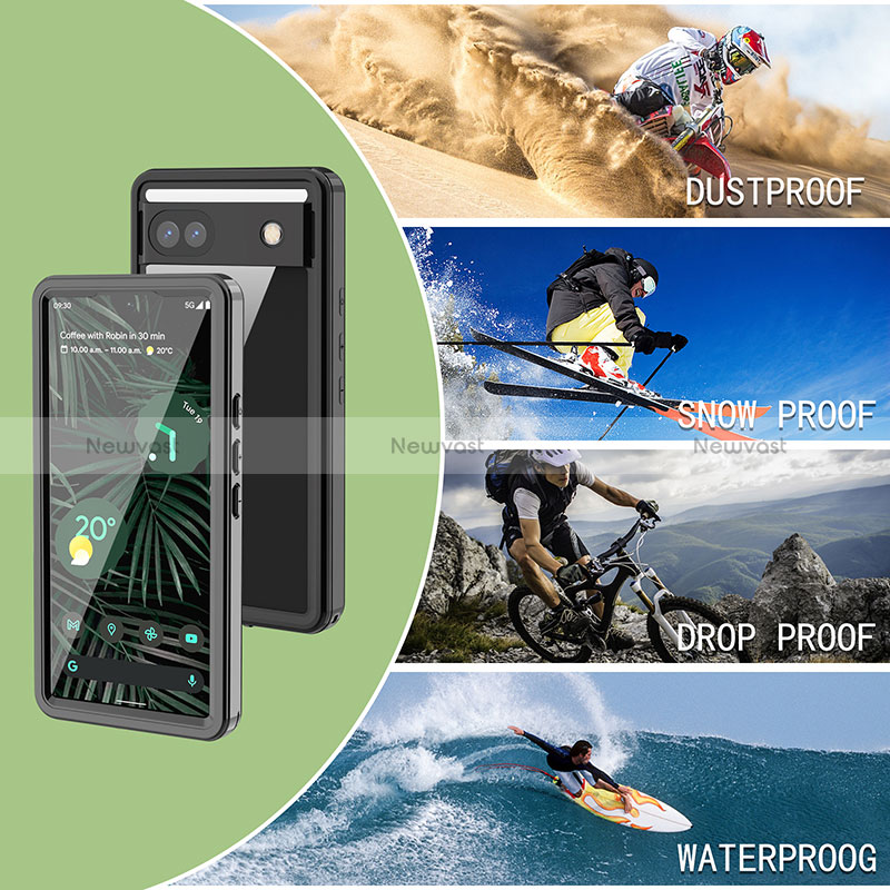 Silicone and Plastic Waterproof Cover Case 360 Degrees Underwater Shell W02 for Google Pixel 6a 5G Black