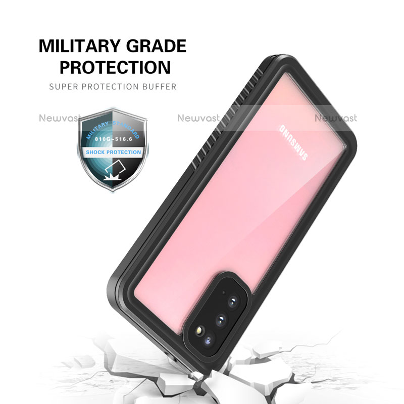 Silicone and Plastic Waterproof Cover Case 360 Degrees Underwater Shell W02 for Samsung Galaxy S20 5G Black