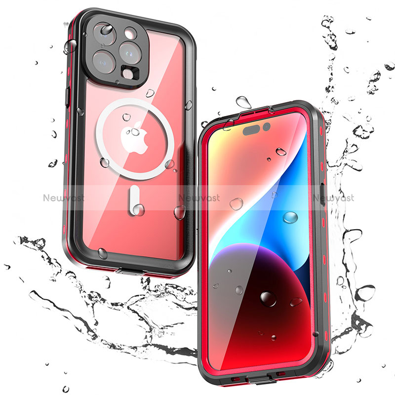 Silicone and Plastic Waterproof Cover Case 360 Degrees Underwater Shell with Mag-Safe Magnetic for Apple iPhone 13 Pro