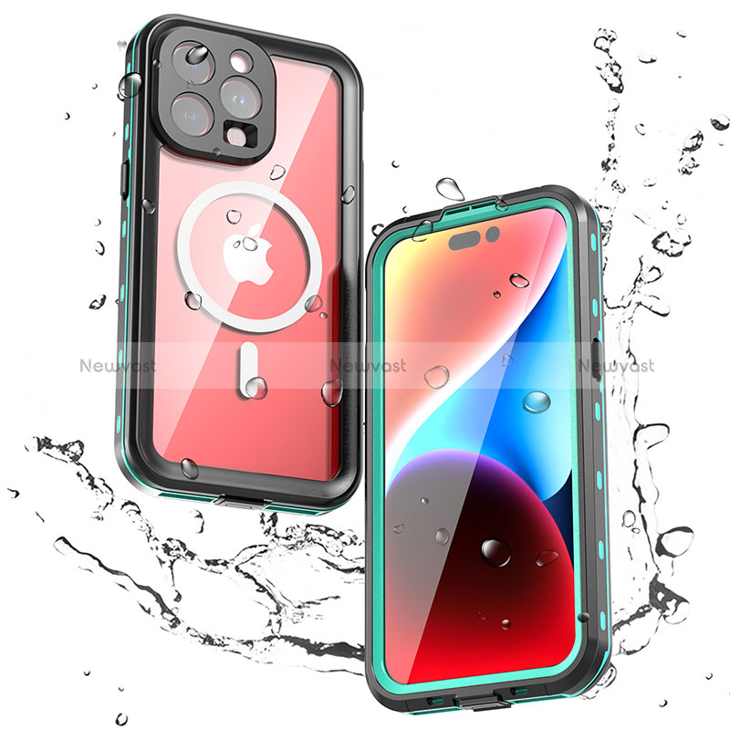 Silicone and Plastic Waterproof Cover Case 360 Degrees Underwater Shell with Mag-Safe Magnetic for Apple iPhone 13 Pro