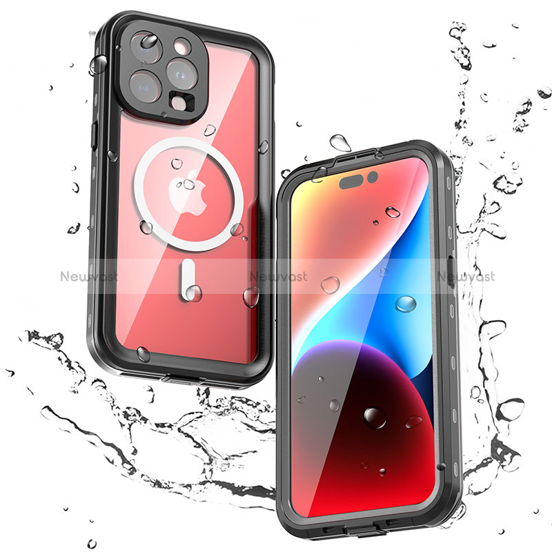 Silicone and Plastic Waterproof Cover Case 360 Degrees Underwater Shell with Mag-Safe Magnetic for Apple iPhone 13 Pro