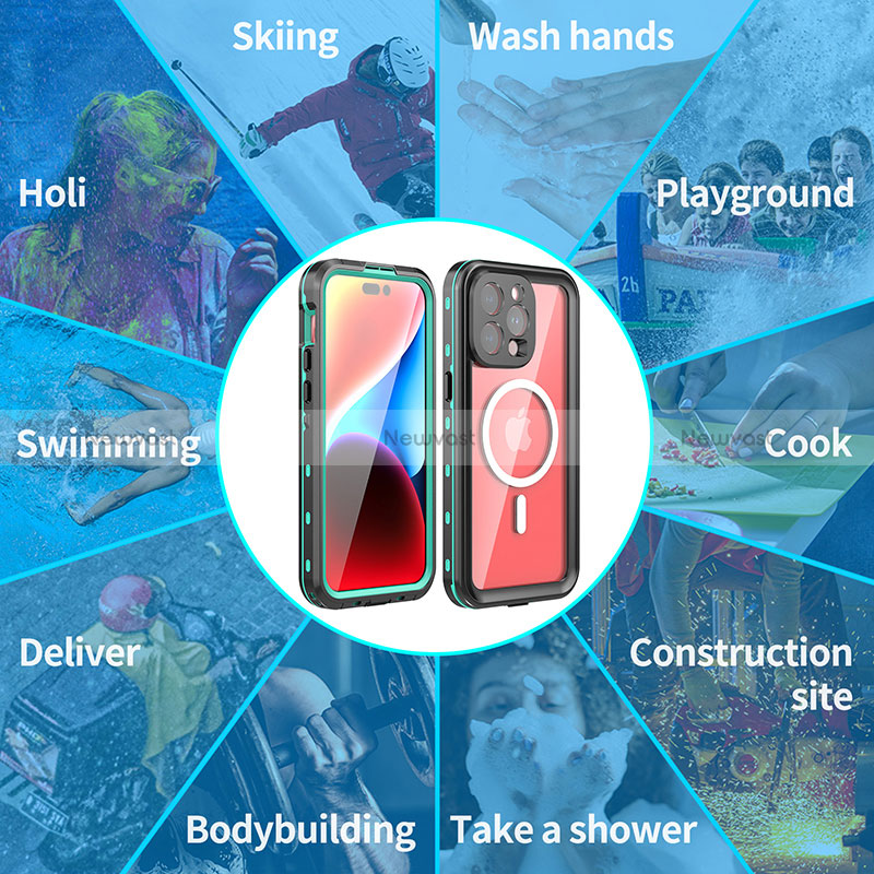 Silicone and Plastic Waterproof Cover Case 360 Degrees Underwater Shell with Mag-Safe Magnetic for Apple iPhone 16 Pro Max