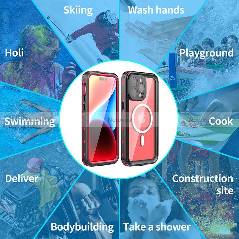 Silicone and Plastic Waterproof Cover Case 360 Degrees Underwater Shell with Mag-Safe Magnetic HJ1 for Apple iPhone 13 Pro Max