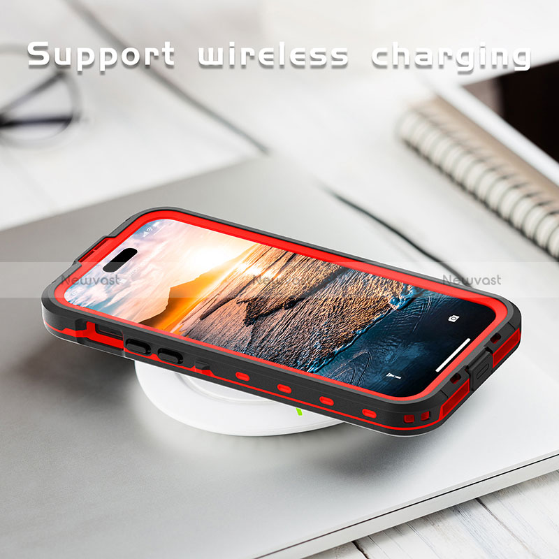 Silicone and Plastic Waterproof Cover Case 360 Degrees Underwater Shell with Mag-Safe Magnetic HJ1 for Apple iPhone 15