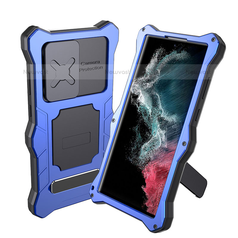 Silicone and Plastic Waterproof Cover Case 360 Degrees Underwater Shell with Stand for Samsung Galaxy S21 Ultra 5G