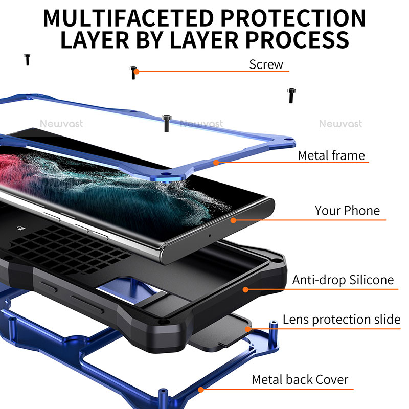 Silicone and Plastic Waterproof Cover Case 360 Degrees Underwater Shell with Stand for Samsung Galaxy S21 Ultra 5G