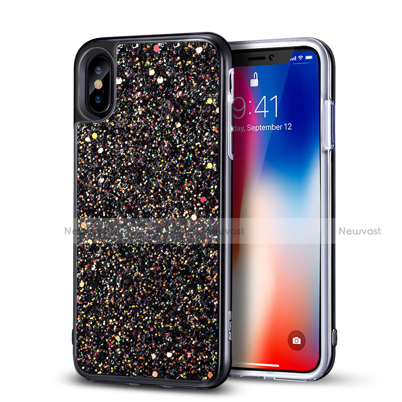 Silicone Candy Rubber Bling Bling Pattern Soft Case for Apple iPhone Xs Black