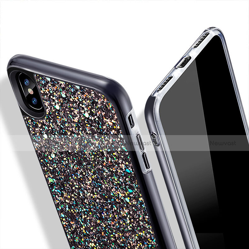 Silicone Candy Rubber Bling Bling Pattern Soft Case for Apple iPhone Xs Black