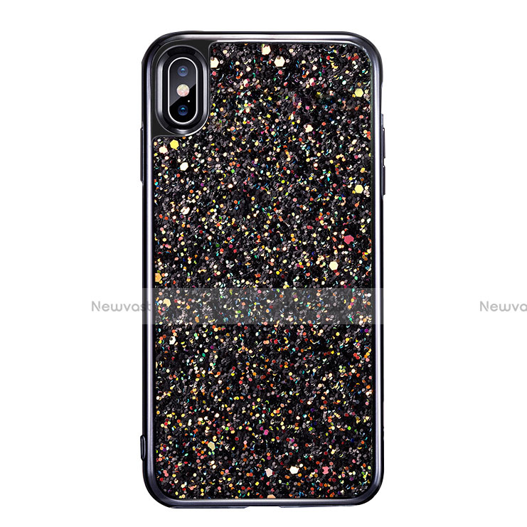 Silicone Candy Rubber Bling Bling Pattern Soft Case for Apple iPhone Xs Black