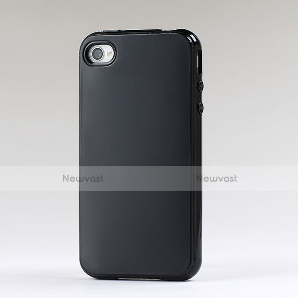 Silicone Candy Rubber Case TPU for Apple iPhone 4S Black