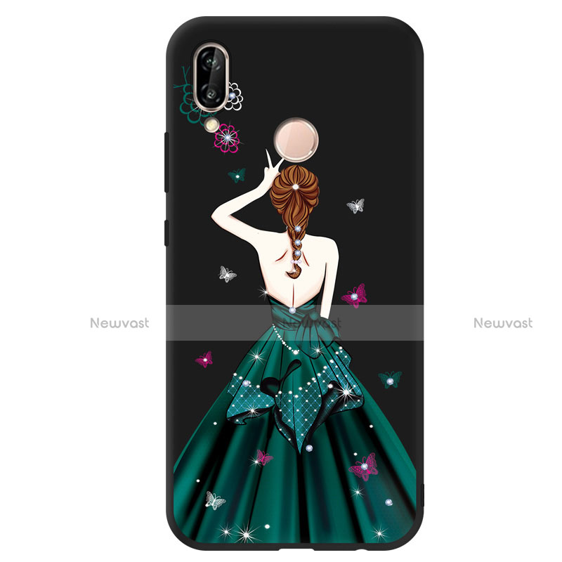 Silicone Candy Rubber Dress Party Girl Soft Case Cover for Huawei P20 Lite Green