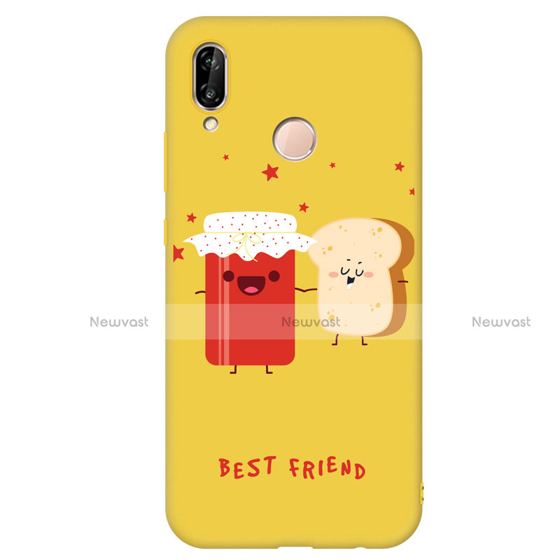 Silicone Candy Rubber Fashionable Pattern Soft Case Cover for Huawei P20 Lite Yellow