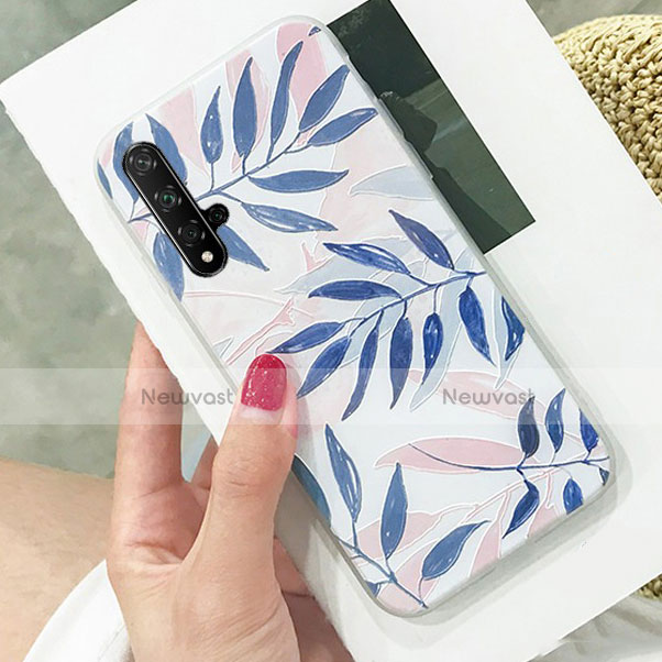 Silicone Candy Rubber Flowers Soft Case for Huawei Honor 20S Blue