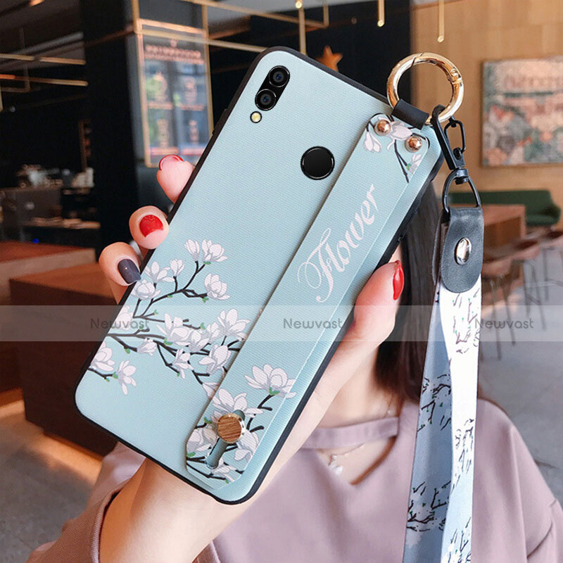 Silicone Candy Rubber Flowers Soft Case for Huawei Honor View 10 Lite Cyan