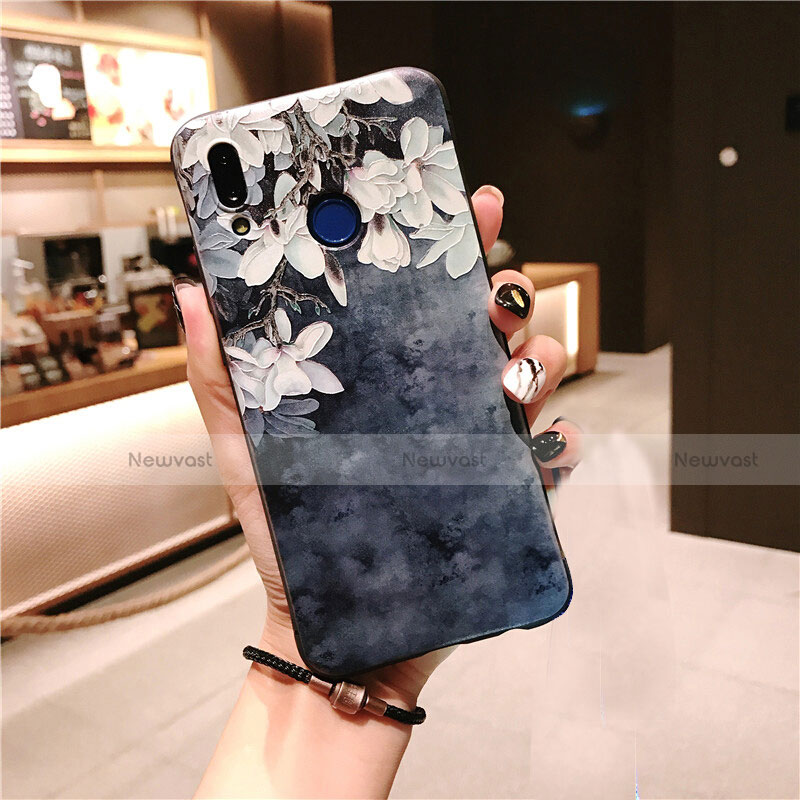 Silicone Candy Rubber Flowers Soft Case for Huawei Nova 3e Dark Gray