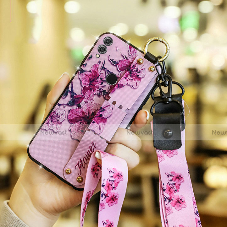 Silicone Candy Rubber Flowers Soft Case S01 for Huawei Honor V10 Lite Pink