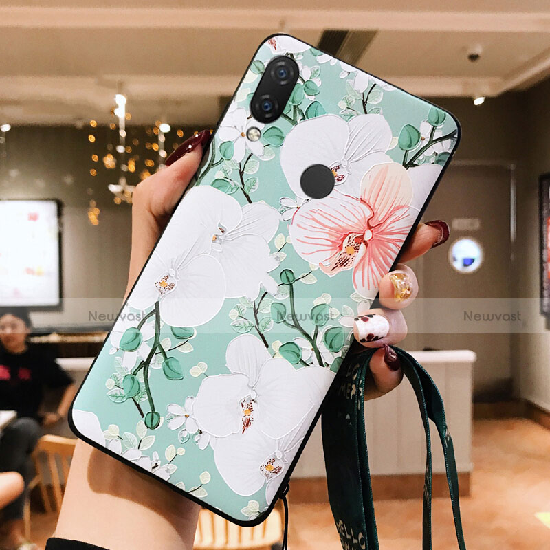 Silicone Candy Rubber Flowers Soft Cover for Huawei P20 Lite Green