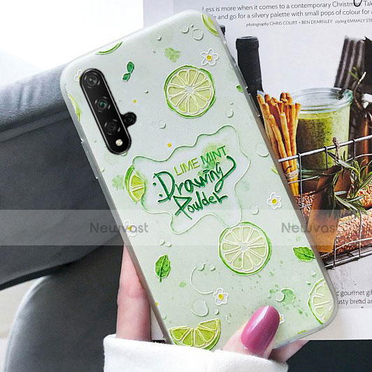 Silicone Candy Rubber Fruit Soft Case Cover for Huawei Honor 20S Green