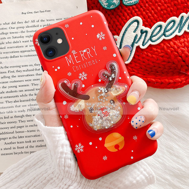 Silicone Candy Rubber Gel Christmas Pattern Soft Case Cover C01 for Apple iPhone 11 Red