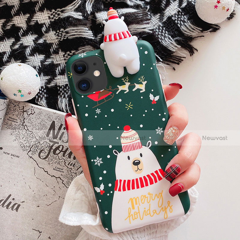 Silicone Candy Rubber Gel Christmas Pattern Soft Case Cover C02 for Apple iPhone 11 Green