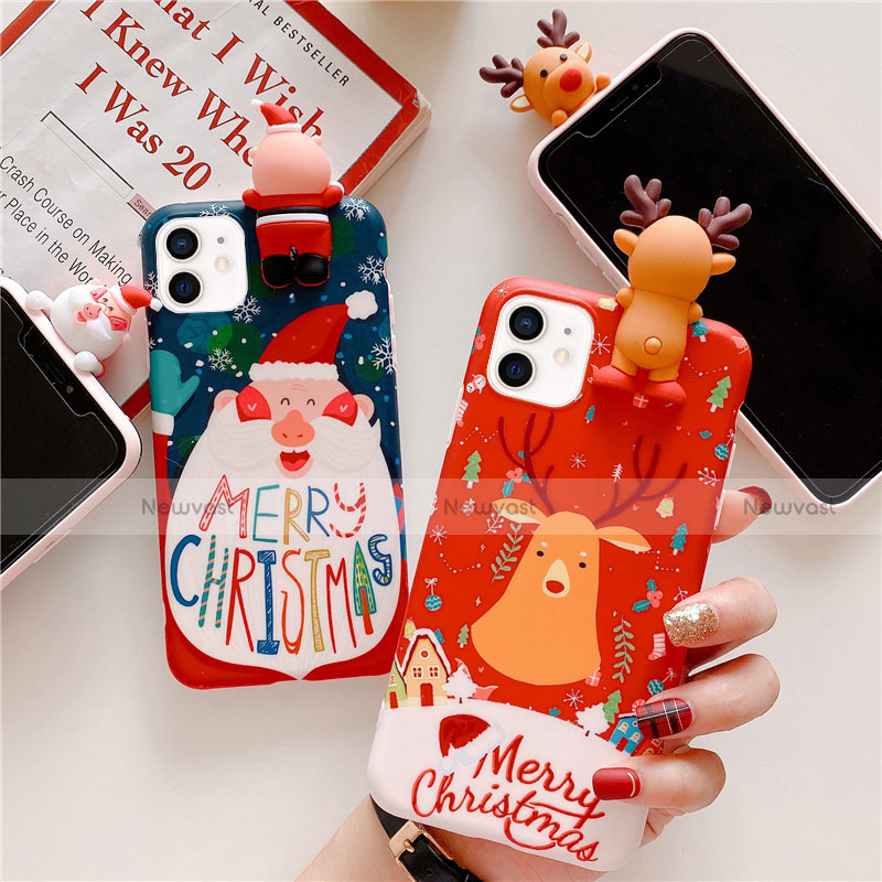 Silicone Candy Rubber Gel Christmas Pattern Soft Case Cover S01 for Apple iPhone 12