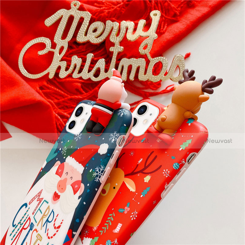 Silicone Candy Rubber Gel Christmas Pattern Soft Case Cover S01 for Apple iPhone 12