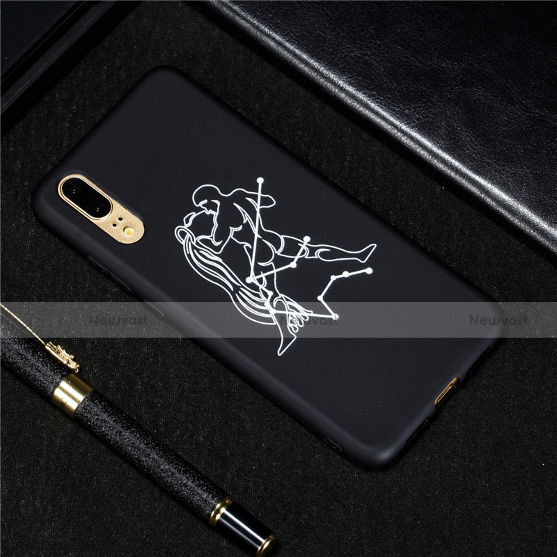 Silicone Candy Rubber Gel Constellation Soft Case Cover S01 for Huawei P20 Black