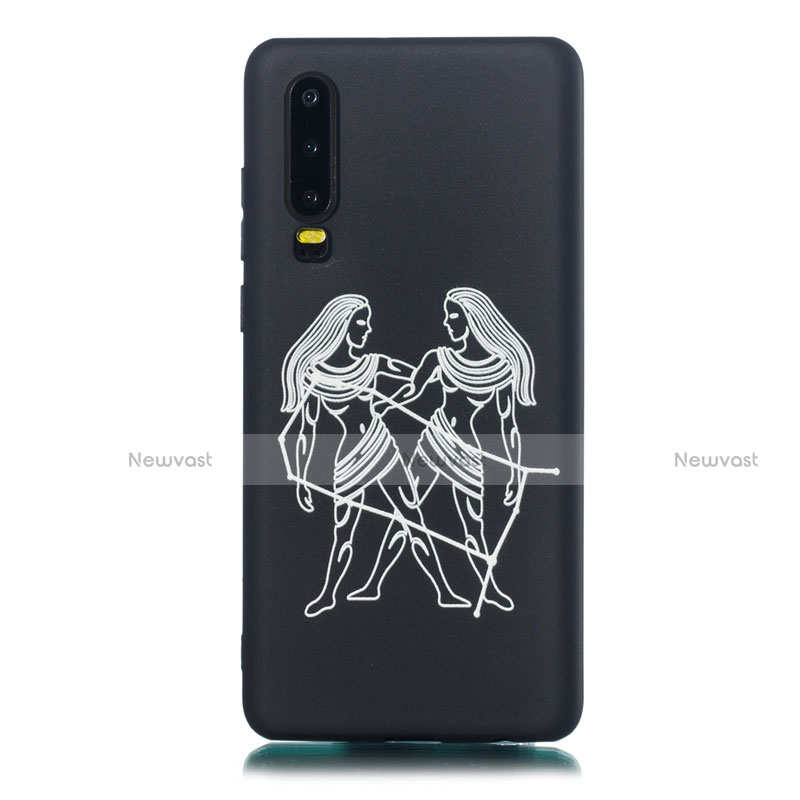 Silicone Candy Rubber Gel Constellation Soft Case Cover S01 for Huawei P30 Black