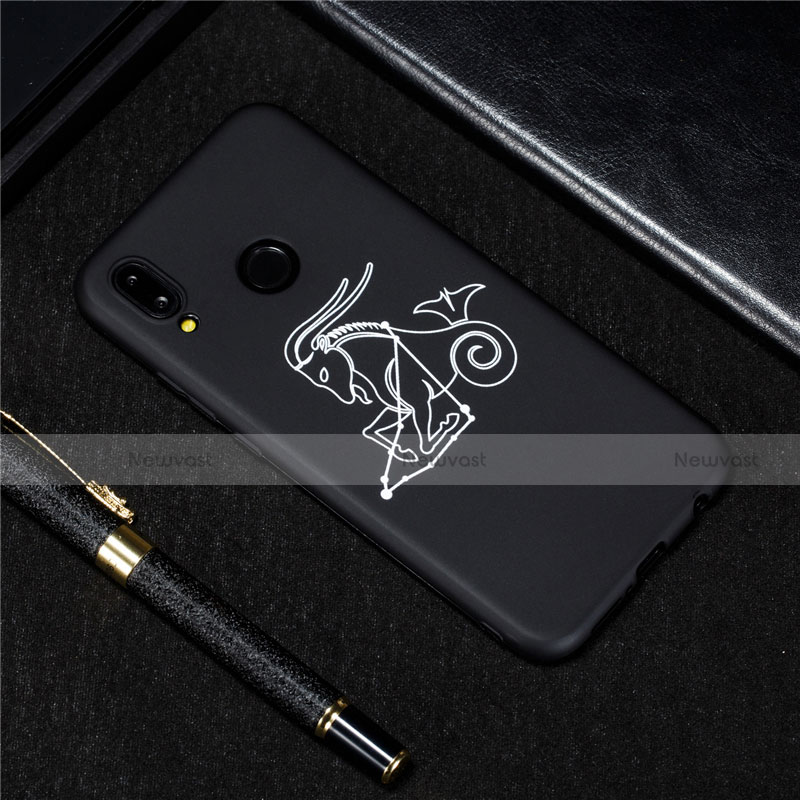 Silicone Candy Rubber Gel Constellation Soft Case Cover S02 for Huawei Nova 3e Black