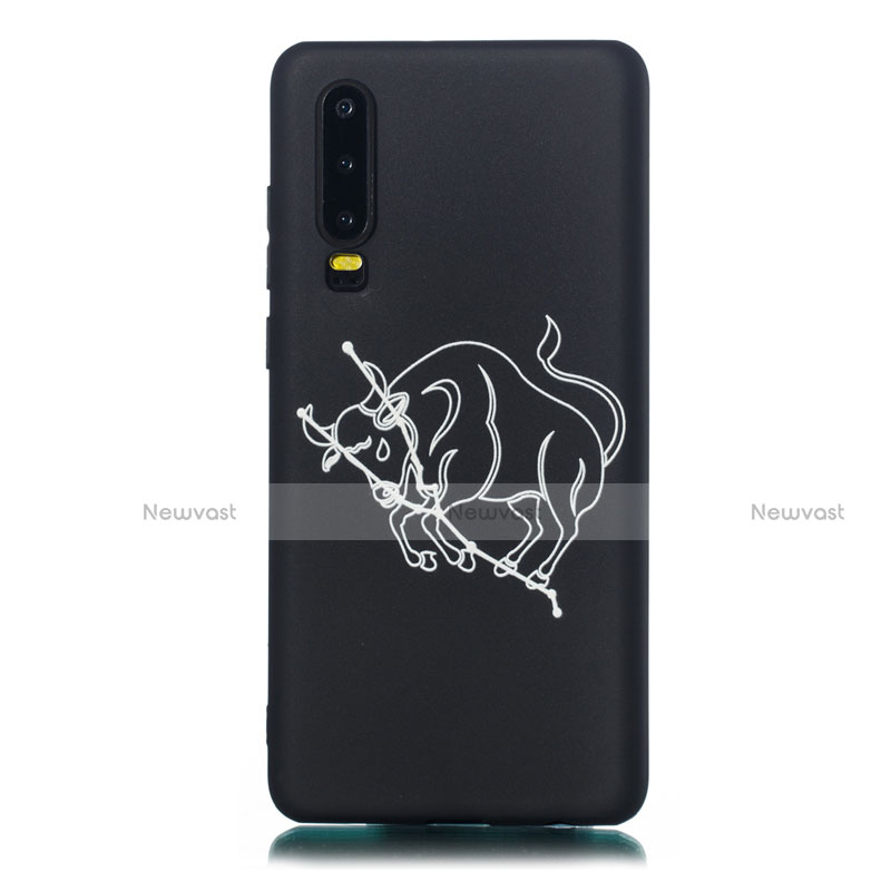 Silicone Candy Rubber Gel Constellation Soft Case Cover S02 for Huawei P30 Black