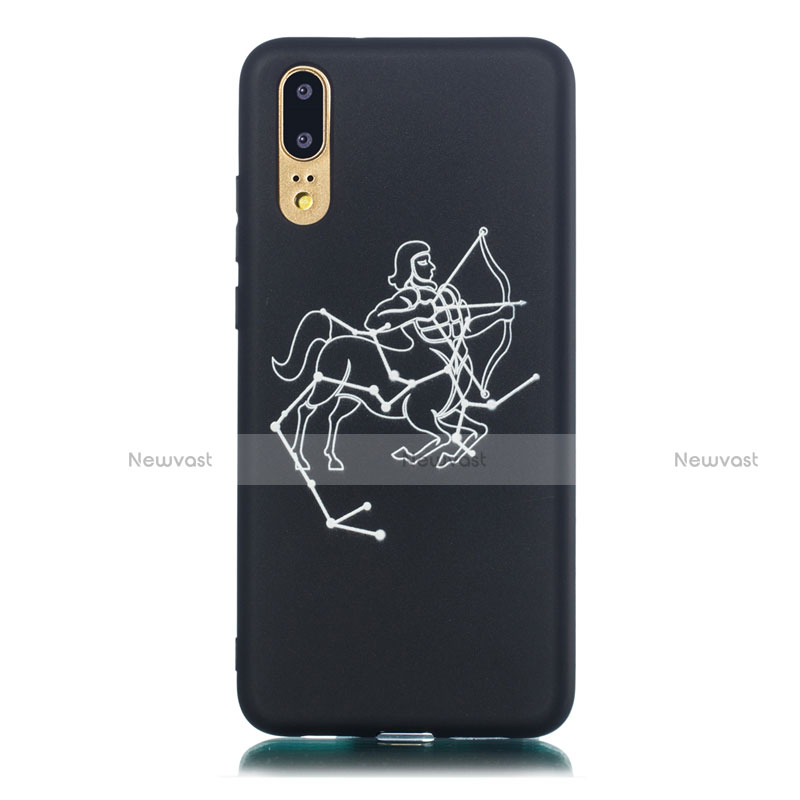 Silicone Candy Rubber Gel Constellation Soft Case Cover S03 for Huawei P20 Black