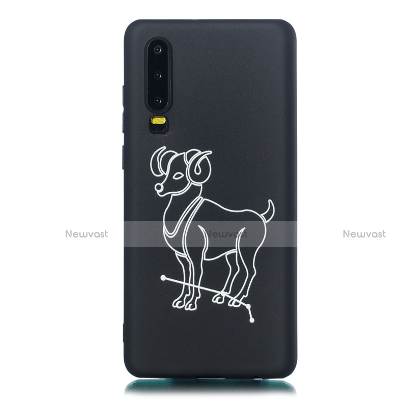 Silicone Candy Rubber Gel Constellation Soft Case Cover S03 for Huawei P30 Black