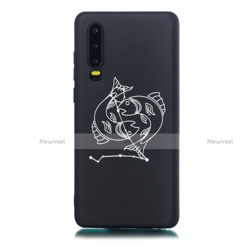 Silicone Candy Rubber Gel Constellation Soft Case Cover S04 for Huawei P30 Black