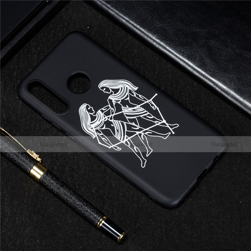 Silicone Candy Rubber Gel Constellation Soft Case Cover S04 for Huawei P30 Lite Black