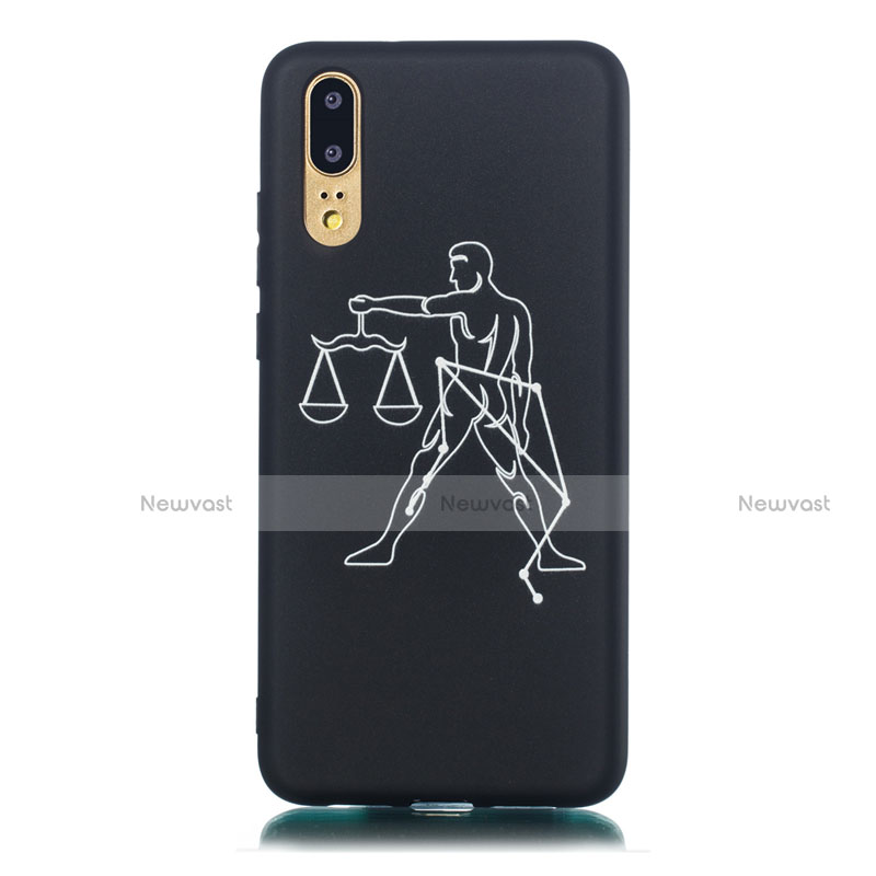 Silicone Candy Rubber Gel Constellation Soft Case Cover S05 for Huawei P20 Black