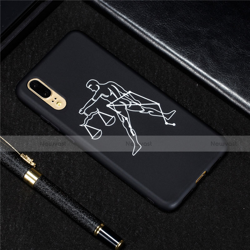 Silicone Candy Rubber Gel Constellation Soft Case Cover S05 for Huawei P20 Black