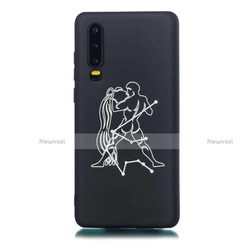 Silicone Candy Rubber Gel Constellation Soft Case Cover S05 for Huawei P30 Black