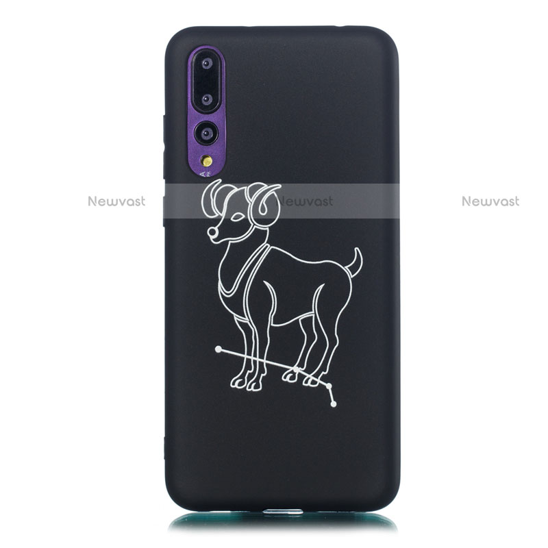 Silicone Candy Rubber Gel Constellation Soft Case Cover S06 for Huawei P20 Pro Black