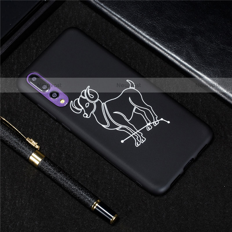 Silicone Candy Rubber Gel Constellation Soft Case Cover S06 for Huawei P20 Pro Black