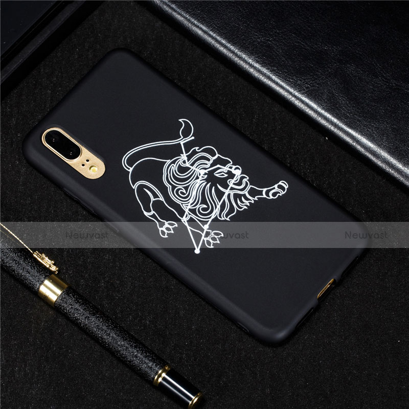 Silicone Candy Rubber Gel Constellation Soft Case Cover S07 for Huawei P20 Black