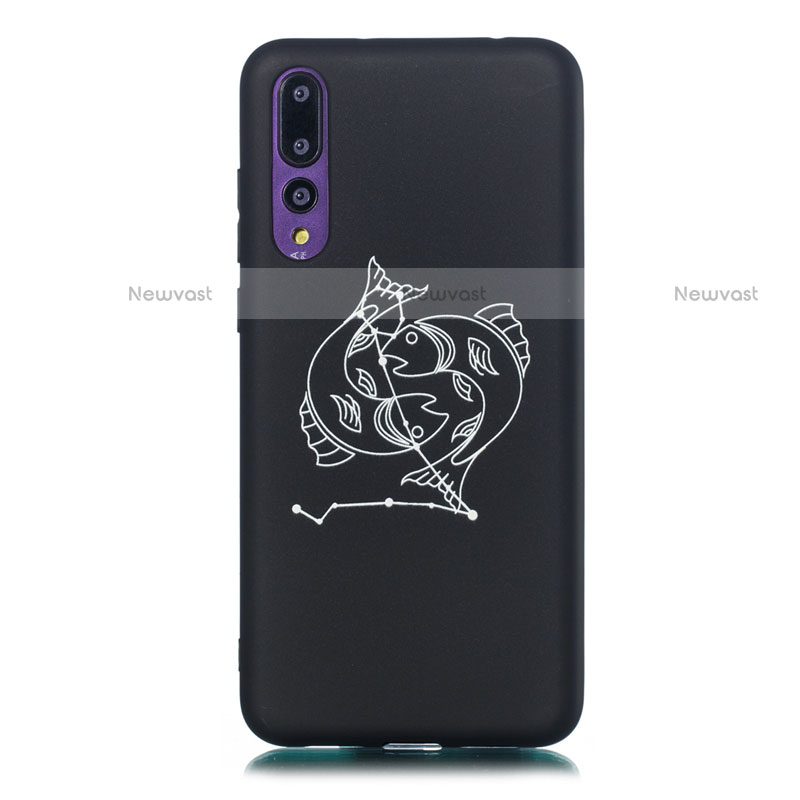 Silicone Candy Rubber Gel Constellation Soft Case Cover S07 for Huawei P20 Pro Black