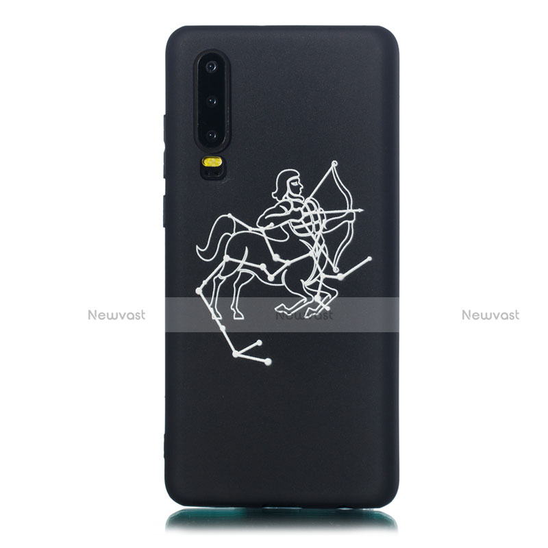 Silicone Candy Rubber Gel Constellation Soft Case Cover S07 for Huawei P30 Black